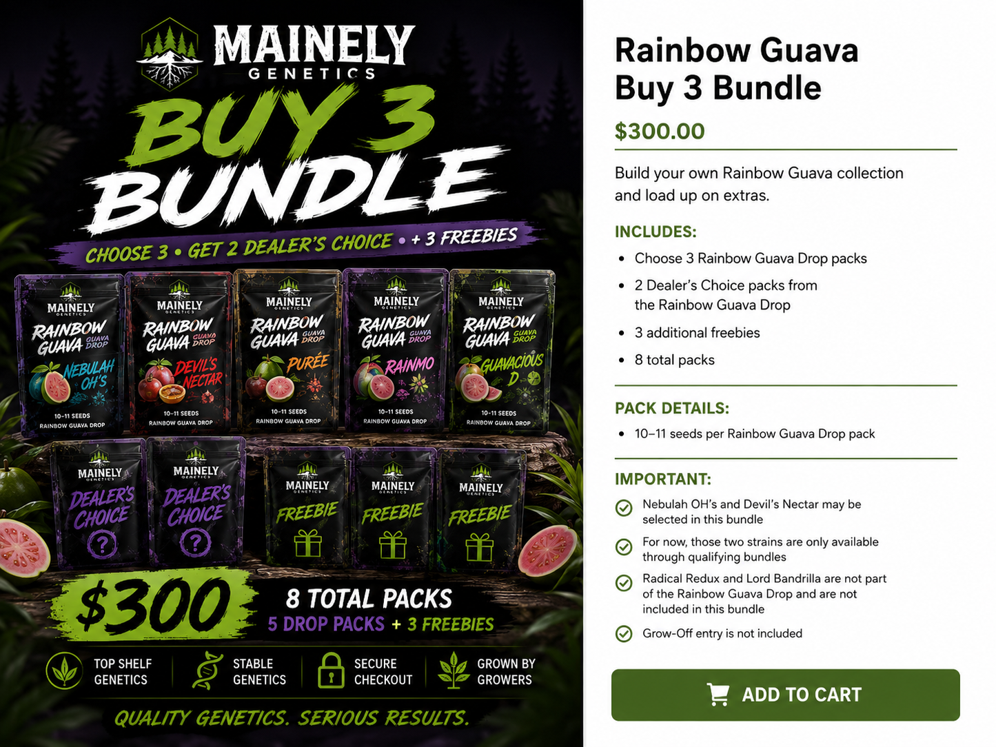 Rainbow Guava Buy 3 Bundle — 5 Drop Packs + 3 Freebies