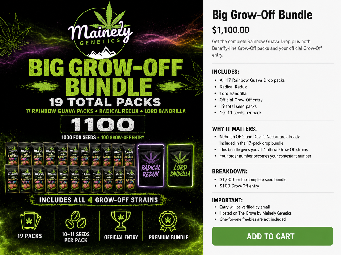 Big Grow-Off Bundle — Complete 17-Pack Drop + 2 Grow-Off Packs + Entry