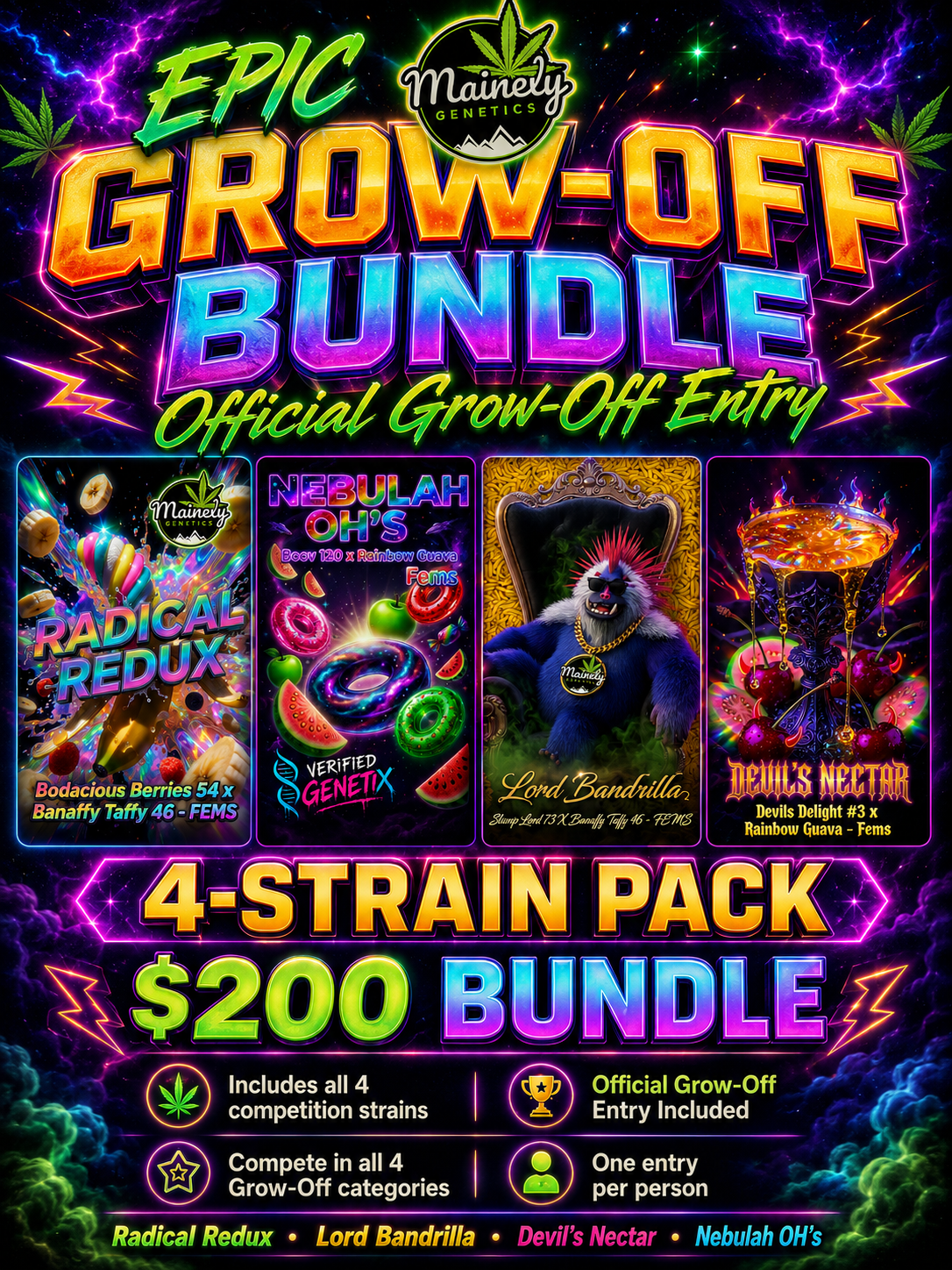 Mainely Genetics Grow-Off Package — 4 Packs + Official Entry